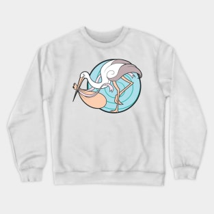 Baby carrying stork Crewneck Sweatshirt